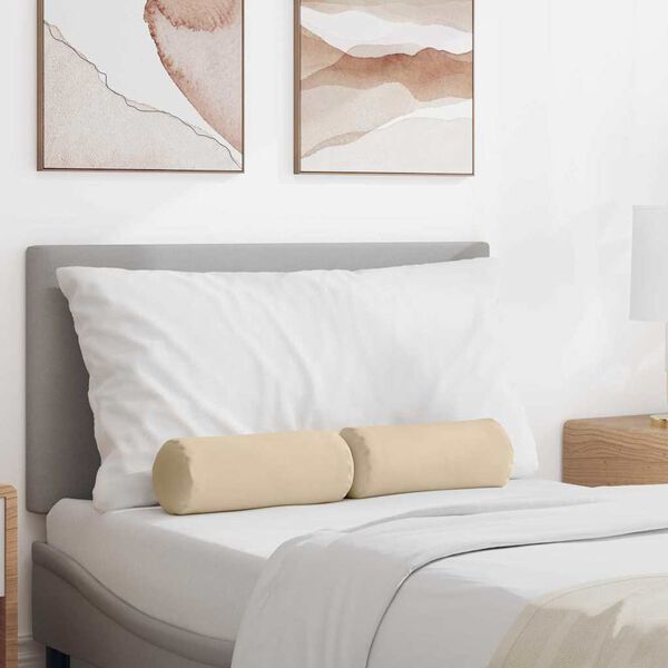 vidaXL Perne Bolster 2 pcs Crem Ø 15 x 40 cm Țesătură din microfibră