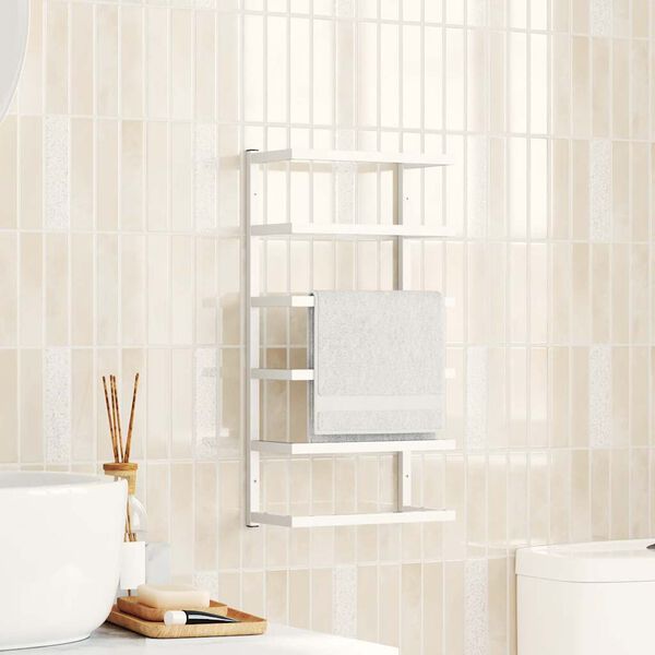 vidaXL Suport de prosoape, alb, 24x12x48 cm, oțel