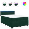 vidaXL Pat box spring cu saltea, verde &icirc;nchis, 140x190 cm, catifea