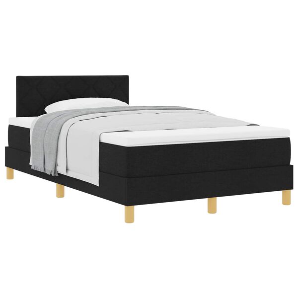 vidaXL Pat cu arcuri cu pernă cu headboard Negru 120 x 200 cm țesătură
