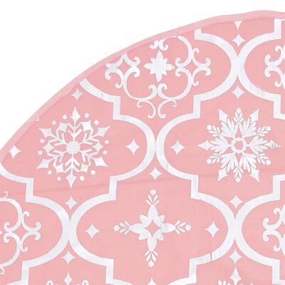vidaXL Covor fustă de brad Crăciun cu șosetă, roz, 90 cm, țesătură