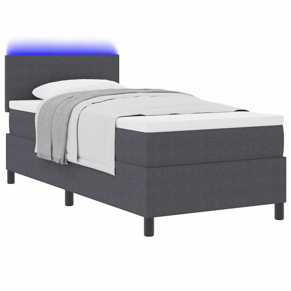vidaXL Pat cu arc LED cu headboard Gri închis și alb 100 x 200 cm
