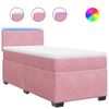 vidaXL Pat box spring cu saltea, roz, 90x190 cm, catifea