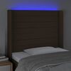 vidaXL Tăblie de pat cu LED, maro &icirc;nchis, 83x16x118/128 cm, textil
