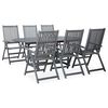vidaXL Set mobilier de exterior, 7 piese, gri, lemn masiv de acacia