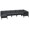 vidaXL Set mobilier grădină cu perne, 7 piese, negru, lemn masiv pin