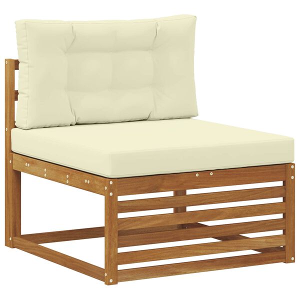 vidaXL Set de canapele de exterior cu pernă 5 pcs Natural și Crem