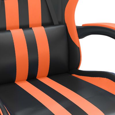 vidaXL Scaun de gaming pivotant/suport picioare negru/oranj piele eco