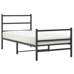 vidaXL Cadru pat metalic cu tăblii de cap/picioare&nbsp; negru, 90x190 cm