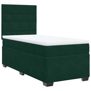 vidaXL Pat continental cu saltea, verde &icirc;nchis, 80x200 cm, catifea