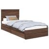 vidaXL Pat cu storage Stejar &icirc;nchis 90 x 190 cm Lemn compozit