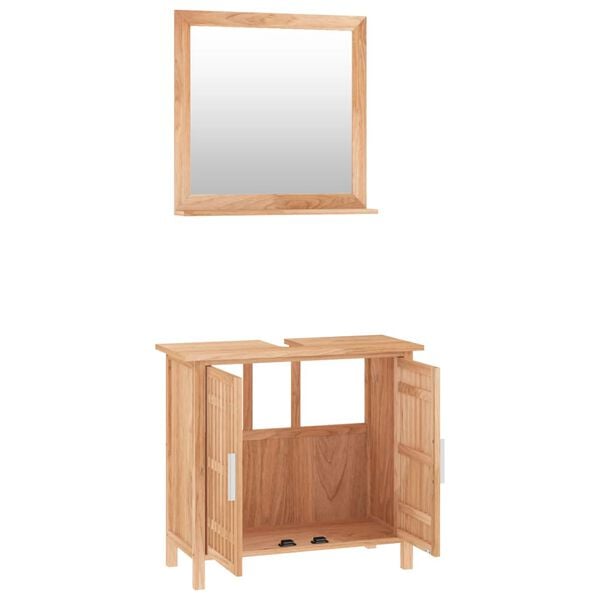 vidaXL Set mobilier de baie, 2 piese, lemn masiv de nuc