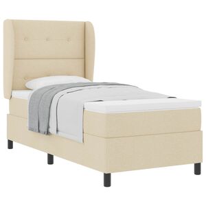 vidaXL Pat cu arcuri cu saltea cu headboard Crem 80 x 200 cm țesătură