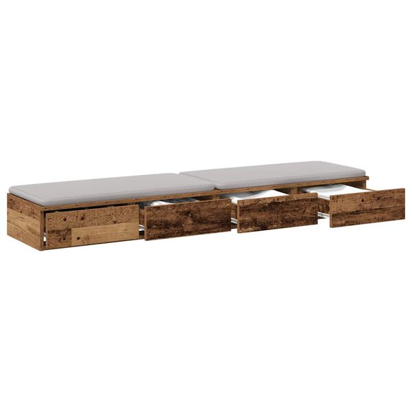 vidaXL Sertare pentru pat cu sertar Lemn vechi 150 x 36,5 x 16,5 cm