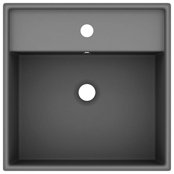 vidaXL Chiuvetă lux cu preaplin gri închis mat 41x41cm ceramică pătrat