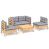 vidaXL Set mobilier de grădină cu perne gri, 5 piese, lemn masiv pin