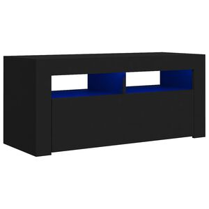 vidaXL Comodă TV cu lumini LED, negru, 90x35x40 cm