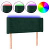 vidaXL Tăblie de pat cu LED, verde &icirc;nchis, 93x16x78/88 cm, catifea