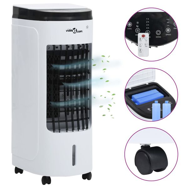 vidaXL Răcitor de aer mobil 3-&icirc;n-1, alb și negru, 60 W
