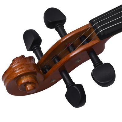 vidaXL Set complet vioară cu arcuș și suport bărbie, lemn închis 4/4
