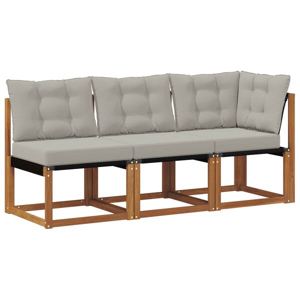 vidaXL Canapea de exterior din mijloc și colț 3 Bucată natural