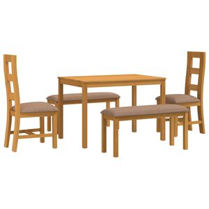 vidaXL Set de dining 5 buc. Gri Lemn de stejar masiv