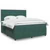 vidaXL Pat box spring cu saltea, verde &icirc;nchis, 180x200 cm, catifea