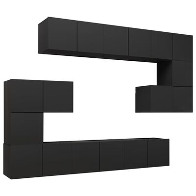 vidaXL Set dulapuri TV, 10 piese, negru, lemn prelucrat