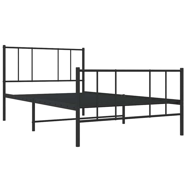 vidaXL Cadru pat metalic cu tăblii de cap/picioare, negru, 75x190 cm