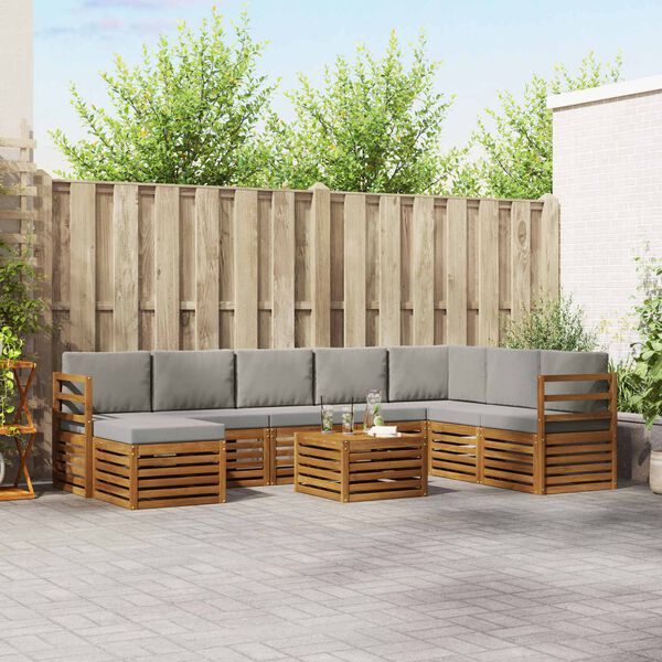 vidaXL Seturi de canapele cu pernă 9 pcs Gri natural și deschis