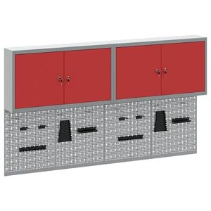 vidaXL Set dulap de unelte 6 buc. Roșu Oțel vopsit electrostatic