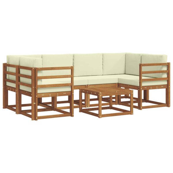 vidaXL Set de canapele de exterior cu pernă 7 pcs Natural și Crem