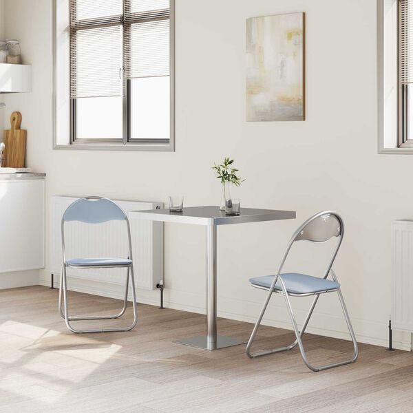 vidaXL Scaun pliant 2 pcs Gri 48 x 43,5 x 81 cm Piele artificială