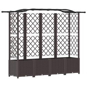 vidaXL Pat Ridicat cu Trellis și Acoperiș Maro 204 x 40 x 141 cm PP
