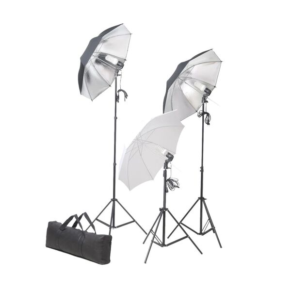 vidaXL Set studio foto cu lămpi, umbrele, fundal și reflector