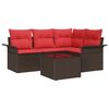 vidaXL Set de canapele pentru grădină cu pernă 5 pcs Maro poliratan