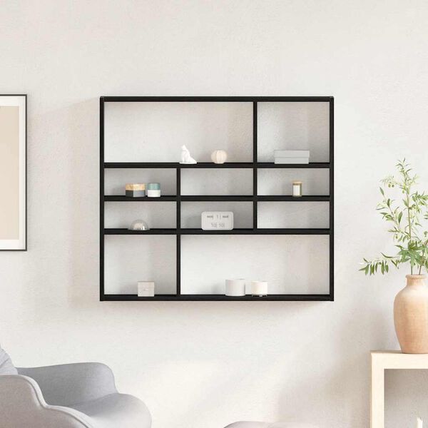 vidaXL Raft de perete, stejar negru, 90x16x78 cm, lemn prelucrat