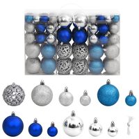 vidaXL Globuri de Crăciun 100 buc., albastru și argintiu, 3 / 4 / 6 cm