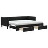 vidaXL Pat de zi cu extensie și sertare, negru, 80x200 cm, textil