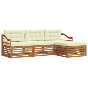 vidaXL Set de canapele de exterior 4 buc. Natural și Crem