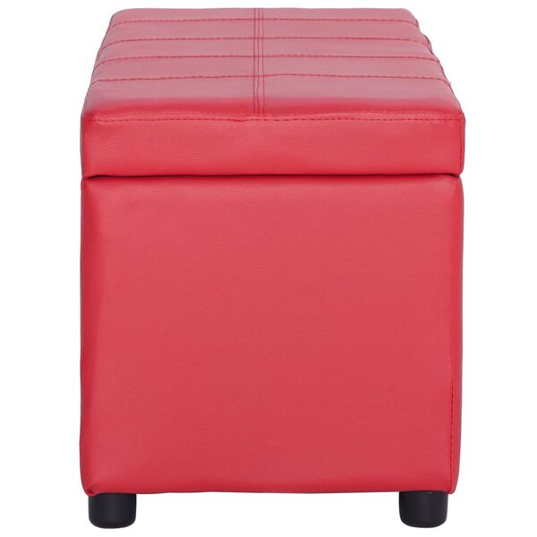 vidaXL Bancă, compartiment de depozitare, roșu, 116 cm piele ecologică