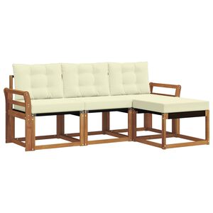 vidaXL Set de canapele de exterior cu pernă 4 pcs Natural și Crem