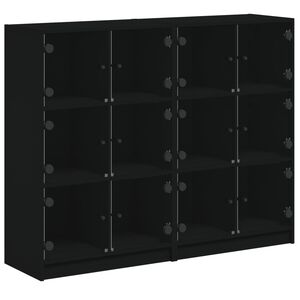 vidaXL Bibliotecă cu uși, negru, 136x37x109 cm, lemn compozit