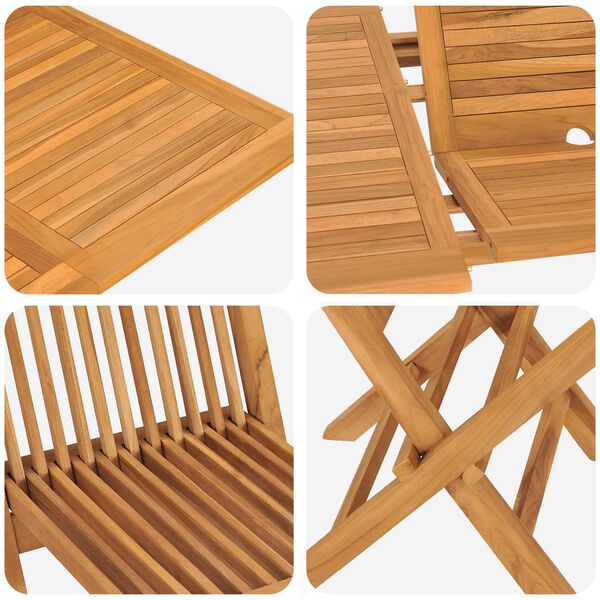 vidaXL Set de masă pentru grădină 7 pcs Maro Lemn solid de tec