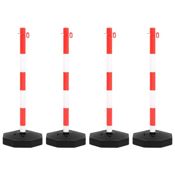 vidaXL Set st&acirc;lp semnalizare trafic, cu lanț din plastic de 10 m