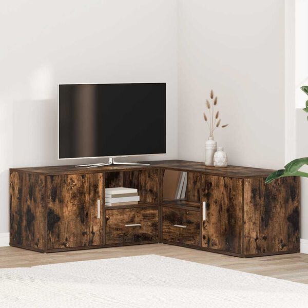 vidaXL Dulap colțar, stejar fumuriu, 200x40x45 cm, lemn prelucrat