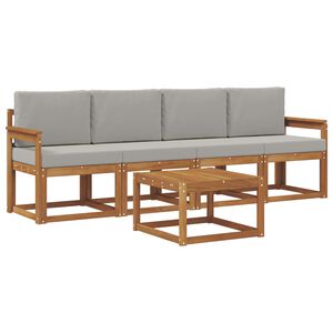 vidaXL Set de canapele de exterior 5 pcs Gri natural și deschis