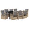 vidaXL Set de masă pentru grădină 9 pcs Beige și gri deschis poliratan