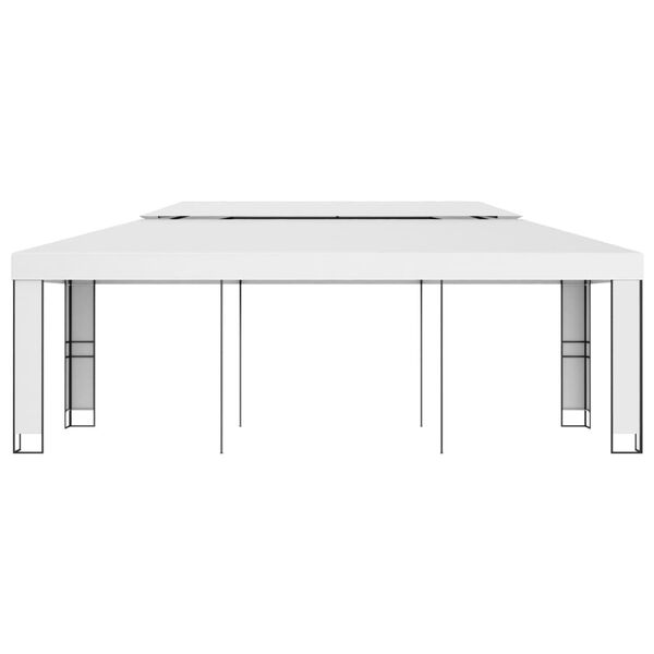 vidaXL Pavilion cu acoperiș dublu, alb, 3 x 6 m