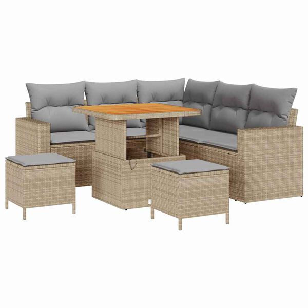 vidaXL Set de canapele pentru grădină 9 pcs Beige și gri deschis